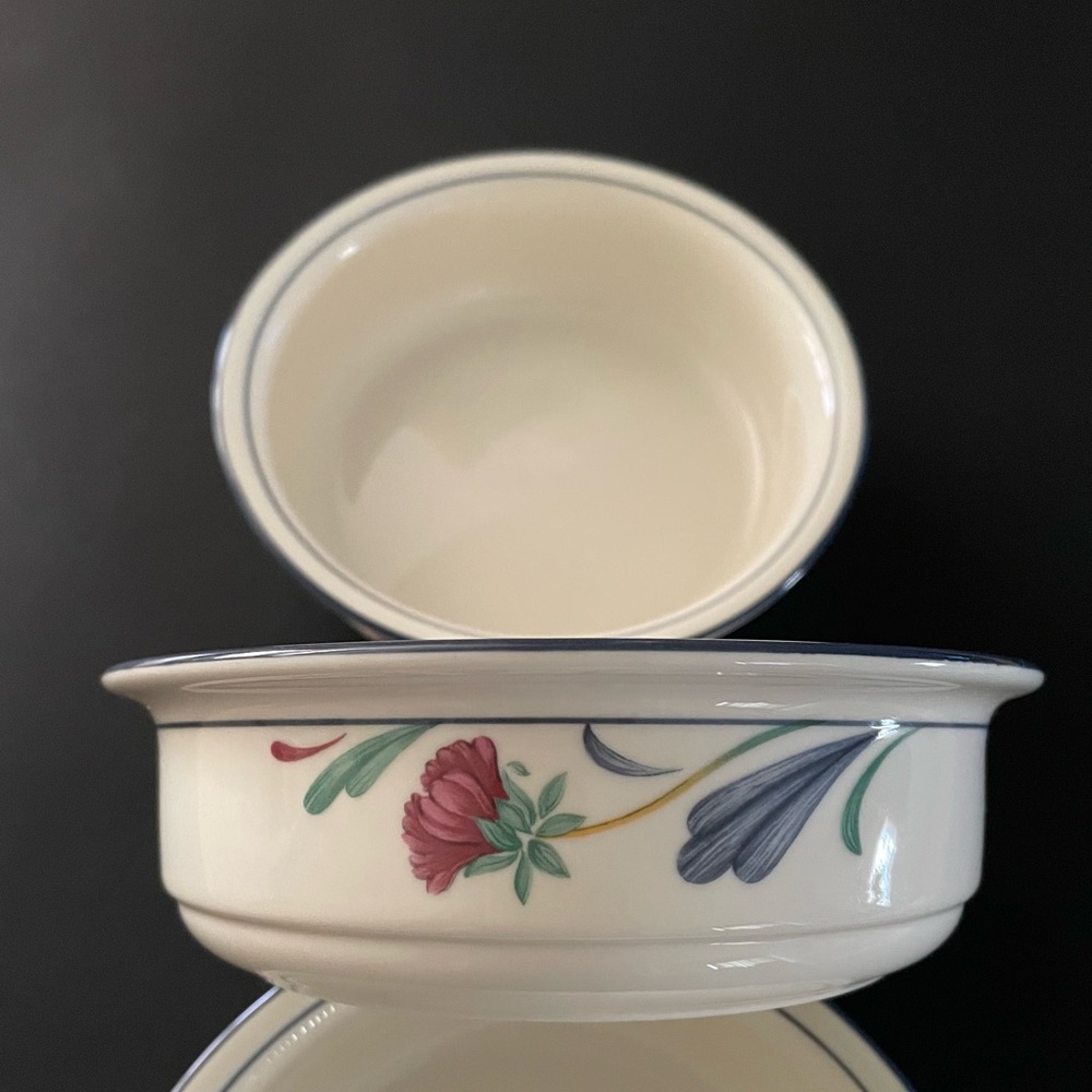 2 Lenox Poppies on Blue Salad/Soup/Cereal Bowls, size 6 1/4”